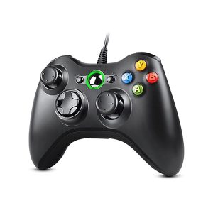 Xbox 360 Wired Controller for Xbox 360/PC Windows 10/8/7, Dual Vibration Gamepad Joystick with 7.2ft Cable, Ergonomic Design - Black
